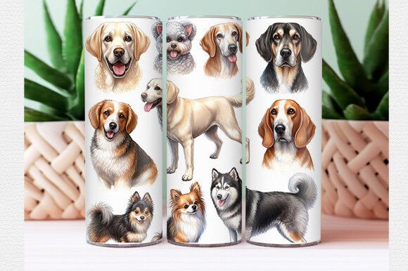 Cute Dog Tumbler Wraps in Modern Design