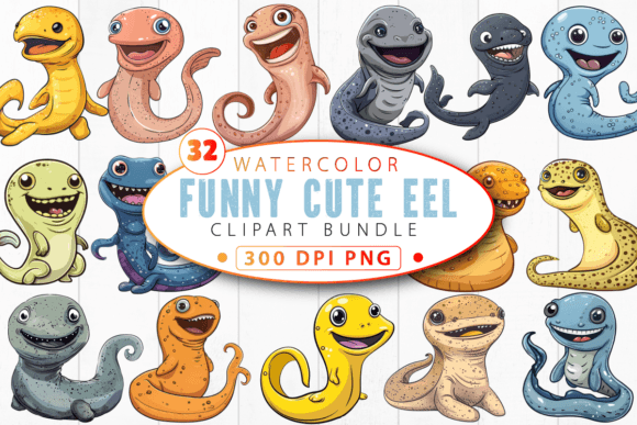 Funny Cute Eel Clipart Bundle for Unique Projects