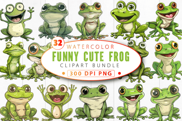 Funny Cute Frog Clipart Bundle Ideas