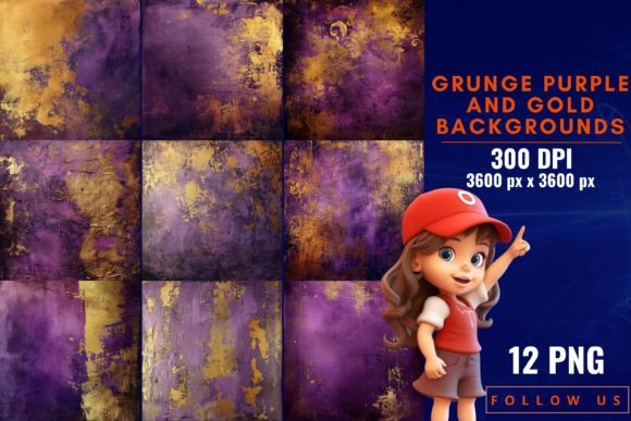 Grunge Purple and Gold Backgrounds