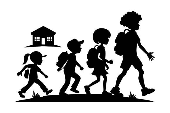 Kids Going to School Black Silhouette: A Versatile Visual Asset for Educators, Creators, and Marketers