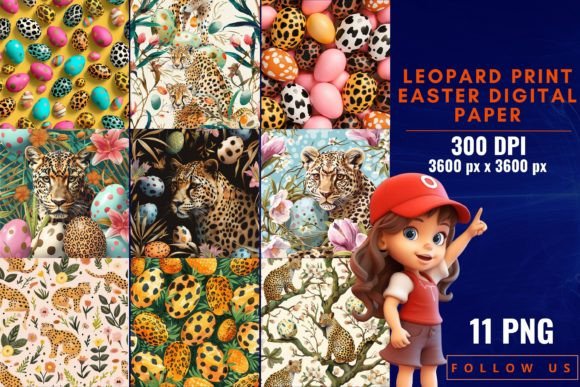 Leopard Print Easter Digital Paper