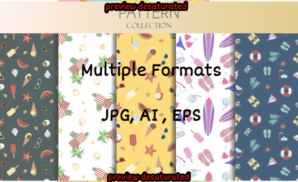 Set Seamless Summer Patterns Guide